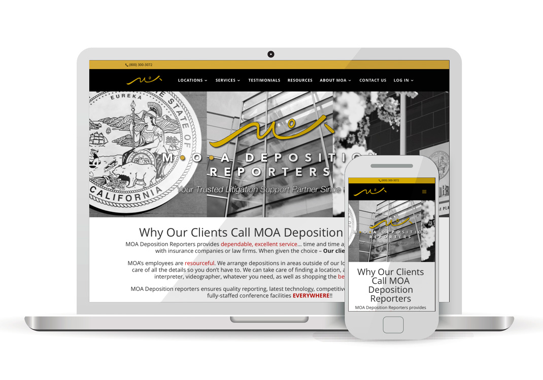 Client Portfolio MOA Deposition Reporters WordPress Website Design