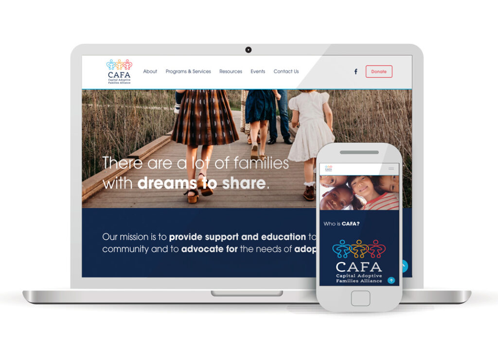 Client Portfolio CAFA Capital Adoptive Families Alliance Sacramento | Squarespace Website ReDesign