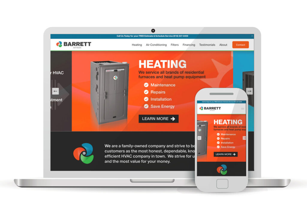 Client Portfolio Barrett HVAC Services Sacramento | Squarespace Website Design